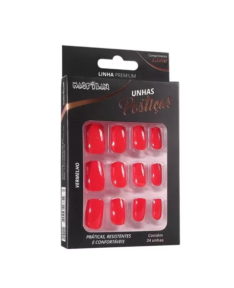 UNHAS POSTICAS VERMELHO 24 PC UP307A