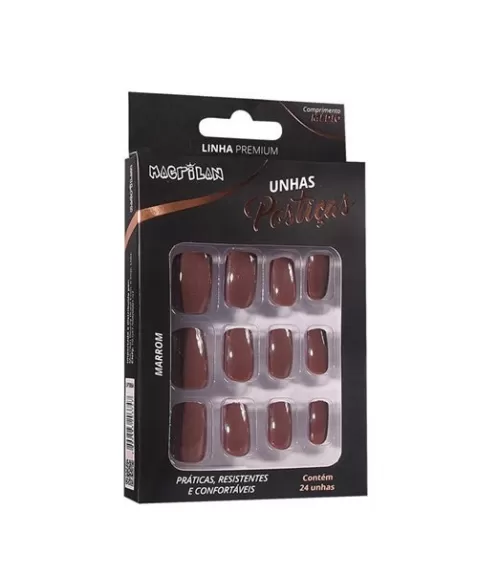 UNHAS POSTICAS MARROM 24PC UP306A