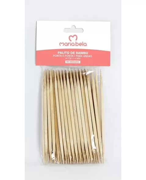 PALITO BAMBU P/MANICURE 14 CM X 4 MM PCT. C/ 50 UNIDS