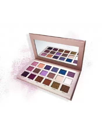 7001-002B1: PALETTE DE SOMBRA COLORIDA 18 CORES C/ ESPELHO MISS ROSE