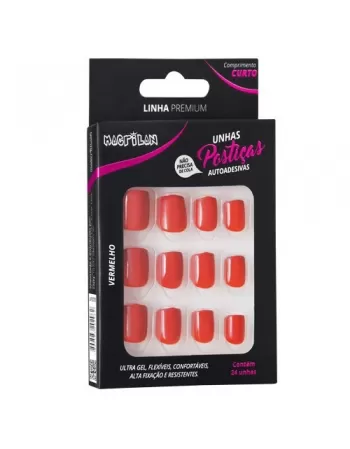 UNHAS POSTICAS VERMELHO 24PC UP207B