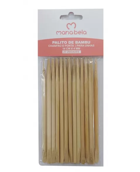 PALITO DE BAMBO PONTA E CHANFRO 14 CM X 4 MM PACOTE COM 25 UNIDADES