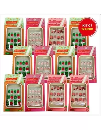 HB97847 - UNHAS POSTIÇAS DECORADAS INFANTIS X12 *30 SETS - DISCO TEEN