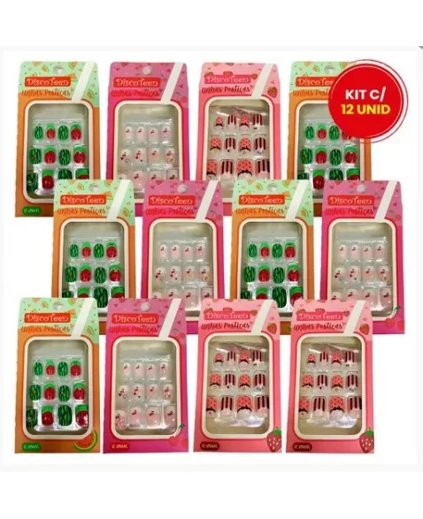 HB97847 - UNHAS POSTIÇAS DECORADAS INFANTIS X12 *30 SETS - DISCO TEEN