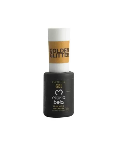 ESMALTE GEL GLITTER DOURADO MARIA BELA 10G