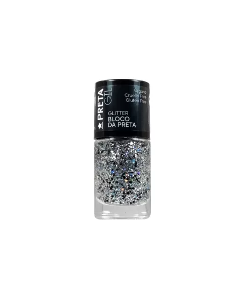 ESMALTE PRETA GIL GLITTER BLOCO DA PRETA 10ML