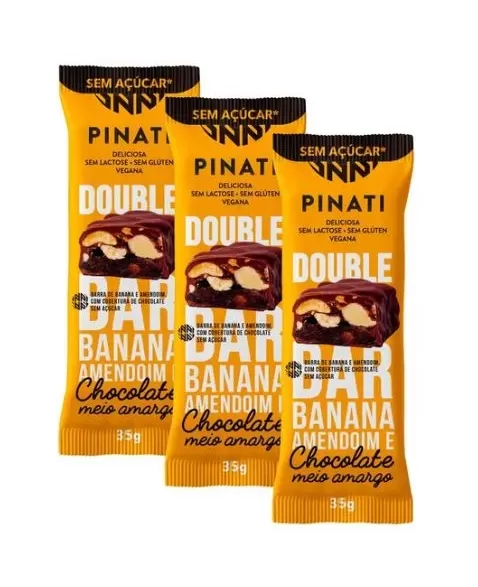 32X35G PINATI DOUBLE BAR COCADA AMENDOIM E CHOCOLATE MEIO AMARGO