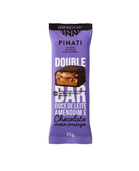 32X35G BARRA PINATI DOUBLE BAR DOCE DE LEITE AMENDOIM E CHOCOLATE MEIO AMARGO